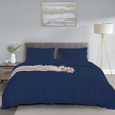 Folha de fibra de bambu natural Set 60s 300tc 3 peças almofada cobertor de edredão Rei Rainha roupa de cama