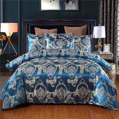 Impressão de tela rotativa de estilo europeu Set de roupa de cama de cetim 3 4 6 7 peças de algodão
