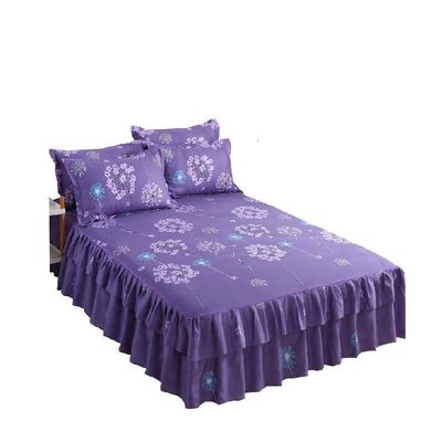Planta Floral Moderna Impressa Tecido 100% de Algodão Cobertura de Cama Fitted Skirts Sheets 3pcs Bedding Covers Sets