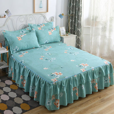 Planta Floral Moderna Impressa Tecido 100% de Algodão Cobertura de Cama Fitted Skirts Sheets 3pcs Bedding Covers Sets