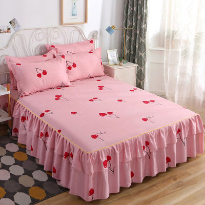 Planta Floral Moderna Impressa Tecido 100% de Algodão Cobertura de Cama Fitted Skirts Sheets 3pcs Bedding Covers Sets