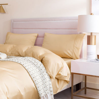 Conjunto personalizado de roupas de cama de fibra de bambu de cor sólida 60S 300TC com cobertura de cobertor e almofadas