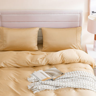 Conjunto personalizado de roupas de cama de fibra de bambu de cor sólida 60S 300TC com cobertura de cobertor e almofadas