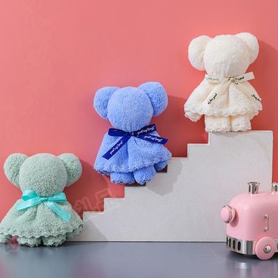 Grupo de idade infantil 30x30cm Coral Velvet Fleece Toalha de urso para presentes de negócios de casamento
