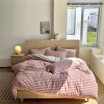 Retro estilo xadrez pano de linho cobertor de colcha Set de lençóis de cama para uma aparência chique e atemporal