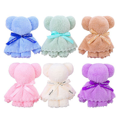 Grupo de idade infantil 30x30cm Coral Velvet Fleece Toalha de urso para presentes de negócios de casamento