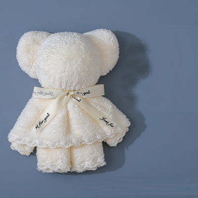 Grupo de idade infantil 30x30cm Coral Velvet Fleece Toalha de urso para presentes de negócios de casamento