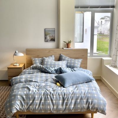 Retro estilo xadrez pano de linho cobertor de colcha Set de lençóis de cama para uma aparência chique e atemporal