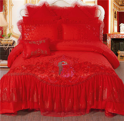 Set de cama de casamento de luxo de quatro peças com cobertor impresso e lençol de algodão 100%