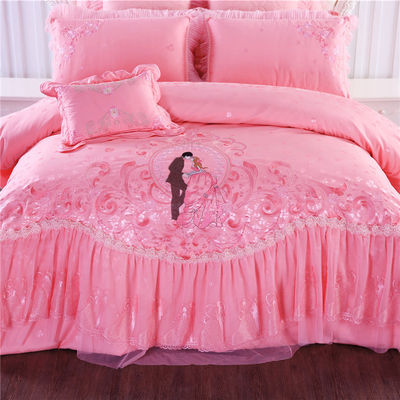 Set de cama de casamento de luxo de quatro peças com cobertor impresso e lençol de algodão 100%