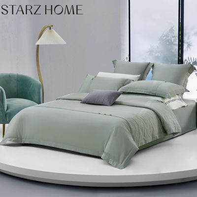 Modelo sólido bordado 100% algodão 300TC 4pcs lençóis de cama