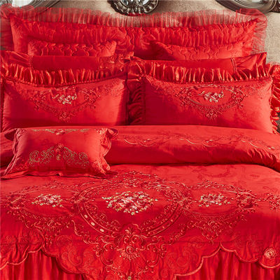 Set de cama de casamento de luxo de quatro peças com cobertor impresso e lençol de algodão 100%