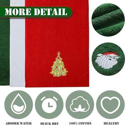 Conjunto de presentes de toalhas de Natal de 2023 Toalhas de algodão hipoalergênicas em caixa de presente com bordados