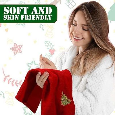 Conjunto de presentes de toalhas de Natal de 2023 Toalhas de algodão hipoalergênicas em caixa de presente com bordados