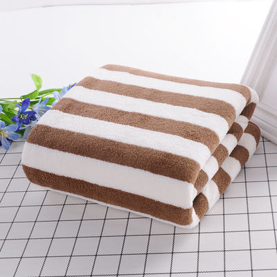 Set de toalhas para o rosto de coral veludo com listras largas 35*75cm 70*140cm