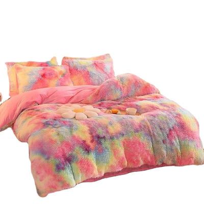 Roupas de cama rosa feitas à mão com veludo artificial super macio e cobertura fofa