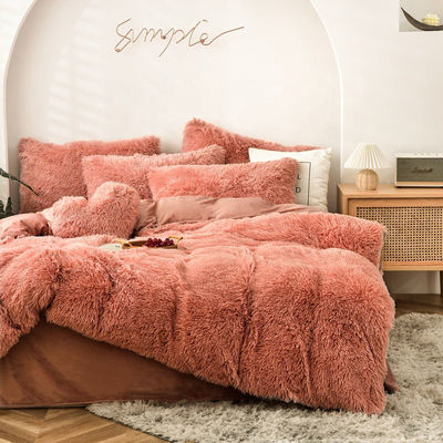 Roupas de cama rosa feitas à mão com veludo artificial super macio e cobertura fofa