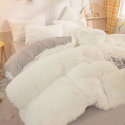 Home Hotel Queen Size Set de roupas de cama com lençol de saia de cetim e cobertor de veludo de algodão