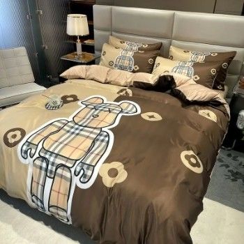 4 em 1 Cama de cama de algodão escovado de tamanho real em cores para casa e hotel de luxo