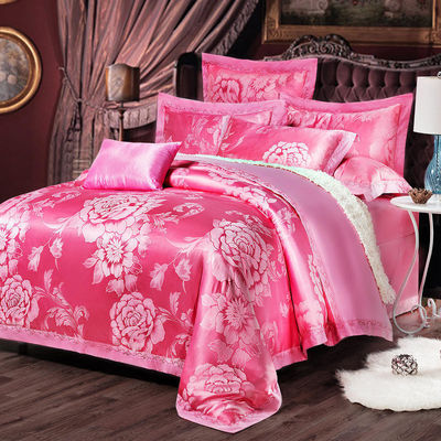 Set de roupas de cama de algodão de estilo europeu 3 4 6 7 peças de lençol satinado