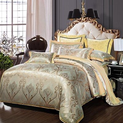Set de roupas de cama de algodão de estilo europeu 3 4 6 7 peças de lençol satinado
