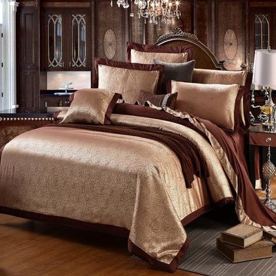 Set de roupas de cama de algodão de estilo europeu 3 4 6 7 peças de lençol satinado