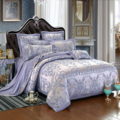 Set de roupas de cama de algodão de estilo europeu 3 4 6 7 peças de lençol satinado