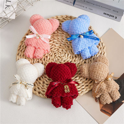 Ursinho Quadrado Teddy Plush Toy Preenchido Toalha Conjunto de Brinquedos de Natal Presente