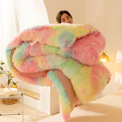 Quilt de inverno espessado para todas as estações com veludo de visão de cabelo comprido e 100% de poliéster