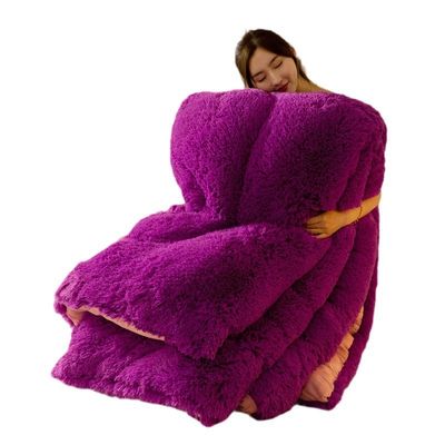Quilt de inverno espessado para todas as estações com veludo de visão de cabelo comprido e 100% de poliéster