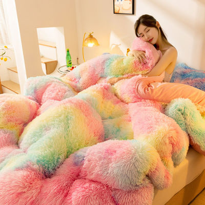 Quilt de inverno espessado para todas as estações com veludo de visão de cabelo comprido e 100% de poliéster