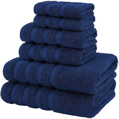 6 peças de toalha de algodão de luxo Dobby Border para banheiro