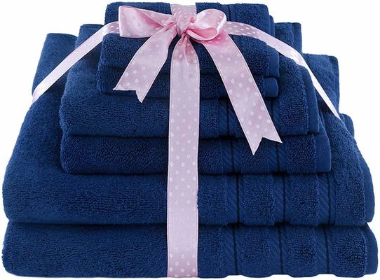 6 peças de toalha de algodão de luxo Dobby Border para banheiro