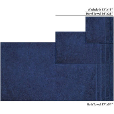 6 peças de toalha de algodão de luxo Dobby Border para banheiro
