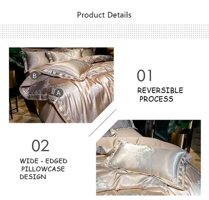 Jacquard de Casamento Impresso Luxo King Size Set de Cama Satinada de Seda para Conforto Sustentável