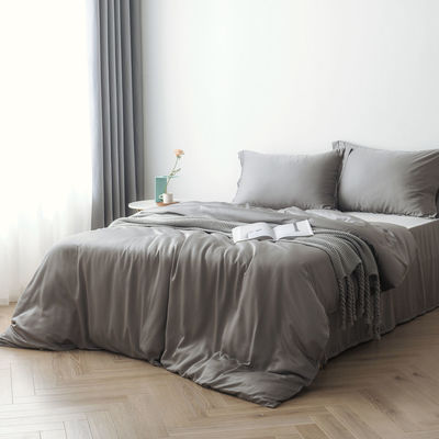 300TC lençóis de cama de bambu tamanho padrão e padrão sólido para um conjunto de roupa de cama de luxo