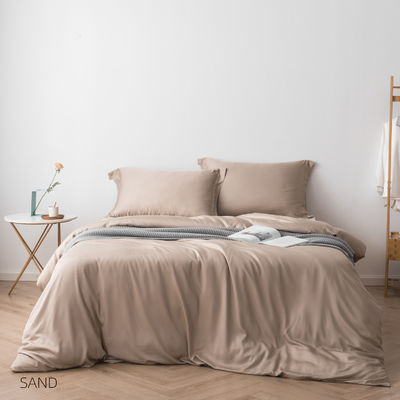 300TC lençóis de cama de bambu tamanho padrão e padrão sólido para um conjunto de roupa de cama de luxo