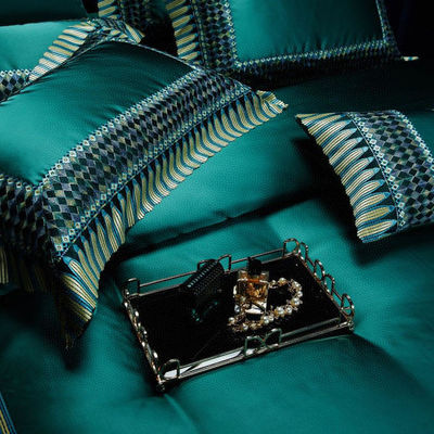 Luz Luxo Verde Seda Algodão Cobertura Quilt renda Confort Set requintado artesanato