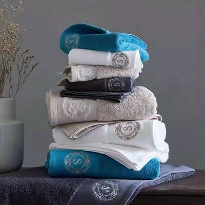 Hotel 5 estrelas 100% de algodão Face Spa Hand Bath Towel Sets com logotipo personalizado e cor sólida