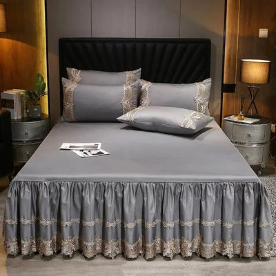 Adicione estilo e conforto ao seu quarto com saias de cama em tecido de algodão de poliéster
