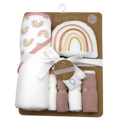 Home Baby Bath Set 6 peças com esponja de toalha suave e toalha de lavagem incluída