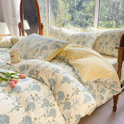 Confortável de algodão lavado de camada dupla de fios coberta cobertor de cama Set para cama de 2,0m