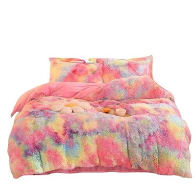 Fluffy Plush Couro Falso Veludo Shaggy Queen King Size Cobertura de Cobertura de Cama Conjunto personalizado