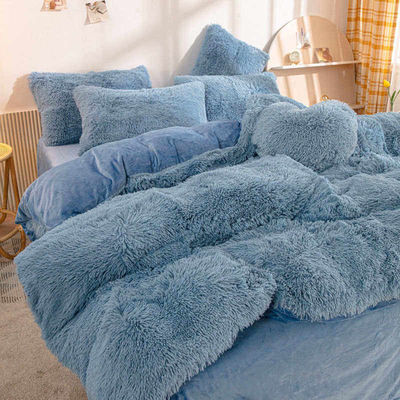 Fluffy Plush Couro Falso Veludo Shaggy Queen King Size Cobertura de Cobertura de Cama Conjunto personalizado