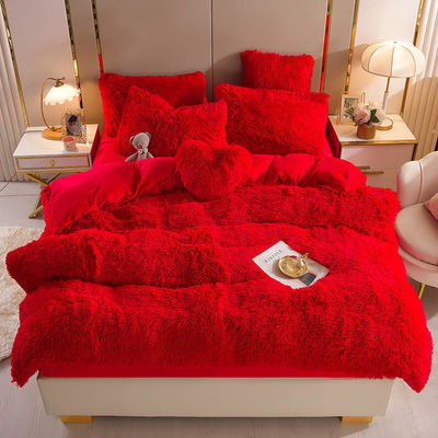 Fluffy Plush Couro Falso Veludo Shaggy Queen King Size Cobertura de Cobertura de Cama Conjunto personalizado