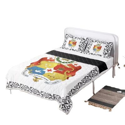 Polinésia Tribal Quilt Set Red Tonga Design Comforter com enchimento de algodão