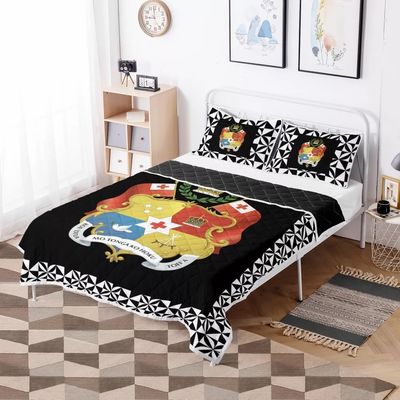 Polinésia Tribal Quilt Set Red Tonga Design Comforter com enchimento de algodão