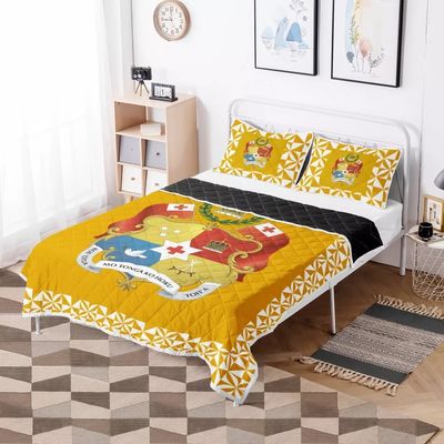 Polinésia Tribal Quilt Set Red Tonga Design Comforter com enchimento de algodão