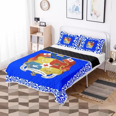 Polinésia Tribal Quilt Set Red Tonga Design Comforter com enchimento de algodão