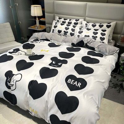 Set de roupa de cama de algodão escovado de tamanho queen 4 em 1 A escolha definitiva para um quarto da moda